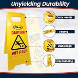 Abbey Wet Floor Sign Pack of 2 Yellow 640mm Height Caution Cleaning in Progress view 4