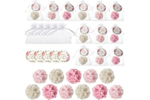 Demissle 24 Set Flower Mini Soaps for Guests Flower Soap Wedding Handmade Gift Favors Fancy Decorative with Thank You Tags for Wedding Bridal Guest Gift Party Favor(Hydrangea)