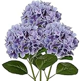 DILATATA Faux Hydrangea Large Artificial Purple Hydrangea Flowers 26" Real Touch Hydrangea Flowers Lifelike Silk Hydrangea Stems for Wedding Party Garden Home Decor-3pcs