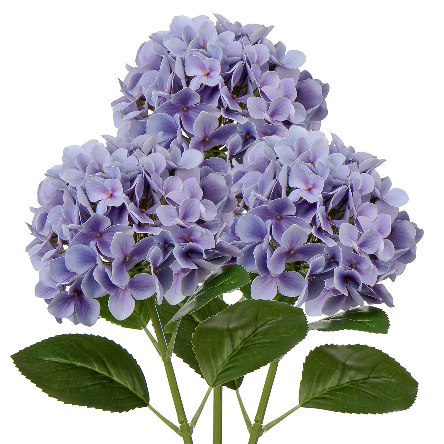 Oairse 3PCS Hydrangea Artificial Flowers Decorative Purple Fake Flowers with 63cm Long Stem Real Touch Silk Hydrangea for Home Hotel Office Wedding Bridal Decorations Floral Arrangements