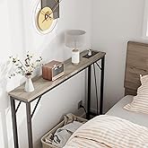 GarveeLife 39.3" Narrow Console Table with Charging Station - Behind Couch Table, 2 Outlets & 2 USB Ports, Grey