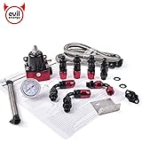 EVIL ENERGY 30-70psi Adjustable EFI Fuel Pressure Regulator Bypass Return Kit Universal with Pressure Gauge and 6AN ORB Adapt