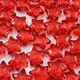 50pcs Acrylic Crystal Star Beads 20mm Star Shape Faceted Beads for Jewelry Making Bracelet Necklace Key Chains DIY Crafts(Red)