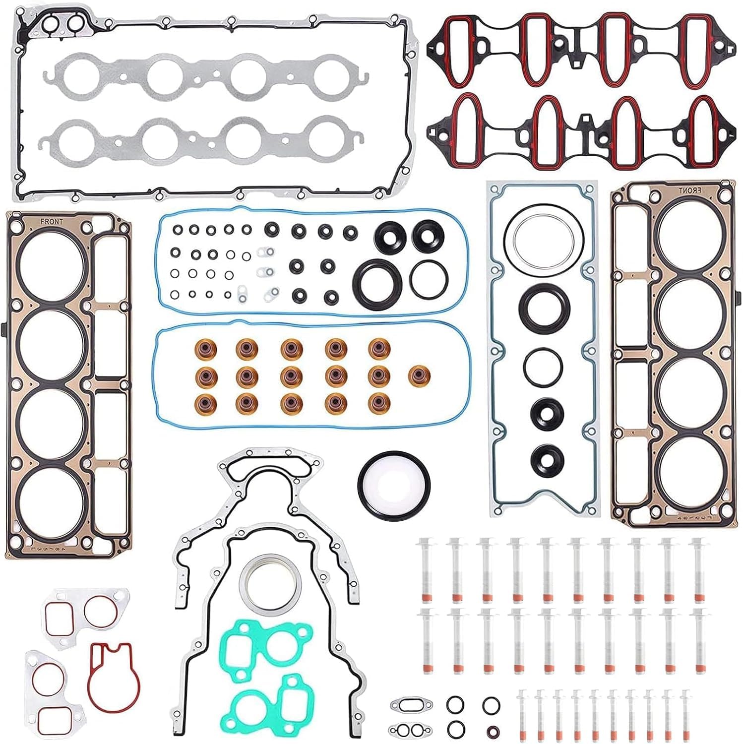 Photo 1 of ***FACTORY SEALED** 5.3 Full Cylinder Head Gasket Set, ES72220 Head Bolts Intake Exhaust Manifold Oil Pan Gasket Compatible with Chevy GMC Cadillac Buick Vehicle 2004-2014 Express Silverado Suburban Sierra Yukon 5.3L