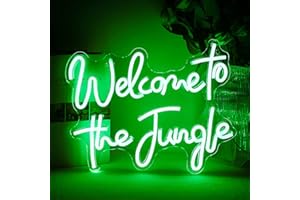 ineonlife Welcome to the Jungle Neon Sign Green Letter LED Neon Lights for Bedroom Wall Love Oh Baby for Room Decor Bar Party Wedding Engagement Wall Hanging Decor USB Powered (Green)