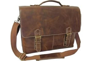 AmeriLeather Classical Leather Organizer Briefcase (Brown)