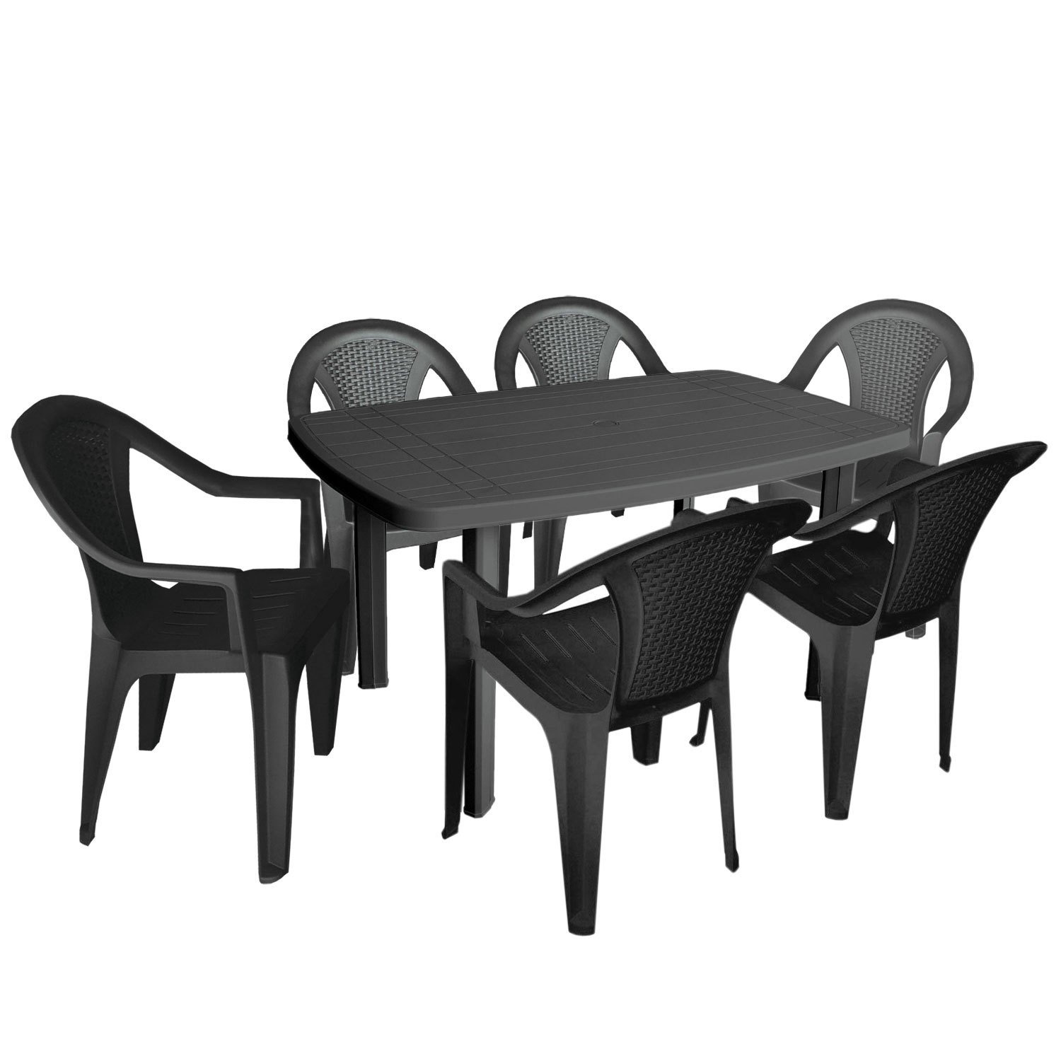 7tlg Campingmöbel Gartenmöbel Set Vollkunststoff 138x87cm Gartentisch