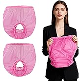 Florith Unisex Washable Adult Diaper Cover, Rubber Plastic Pants Waterproof Reusable, Advanced Anti-Leak Side Protection, Breathable Incontinence Underwear for Men Women Elderly (Pink, X-Large)