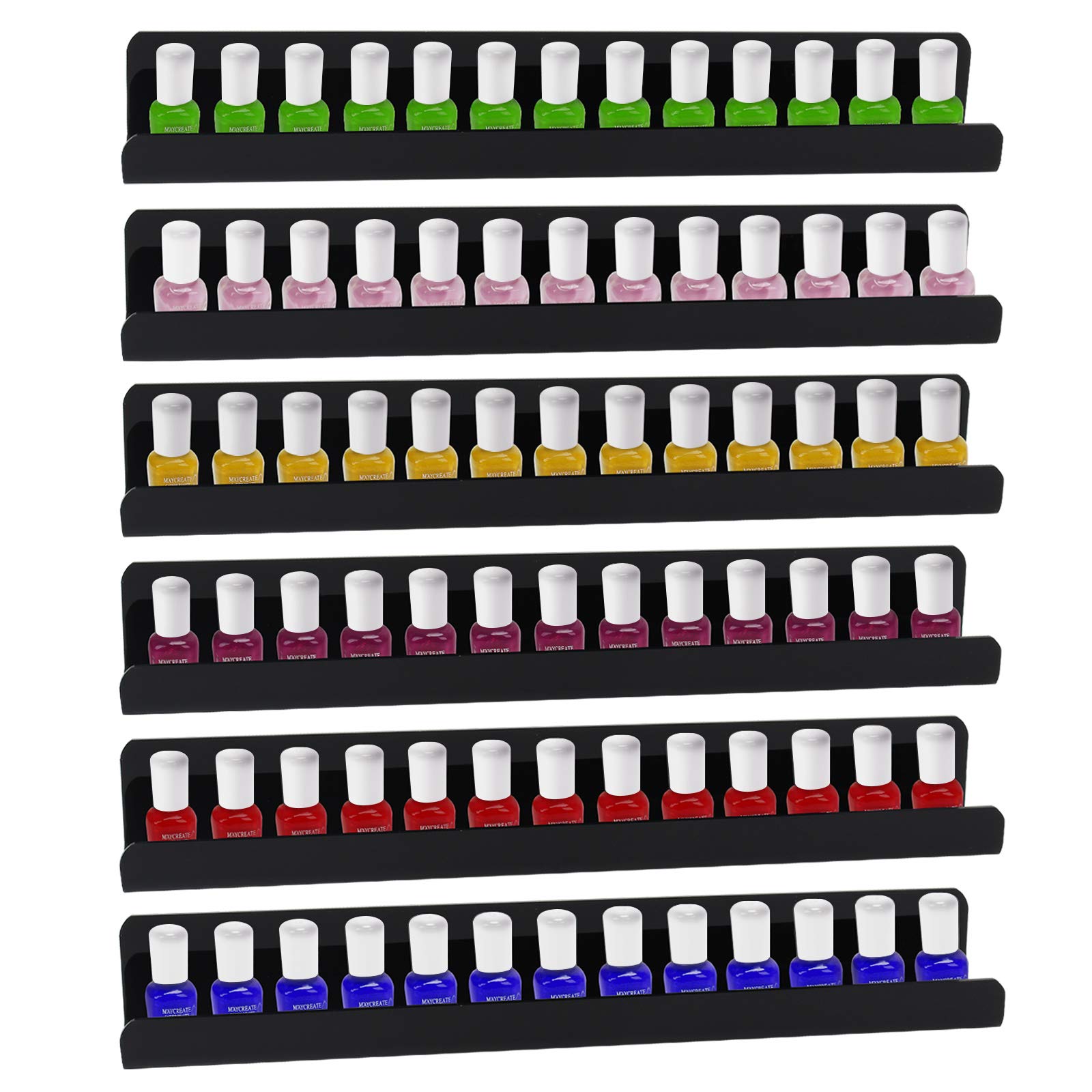 DAWOO Multi-Purpose Transparent Acrylic Shelfs,be Used Nail Polish Display Stand, Essential Oil Storage Rack,Picture Ledge Shelf or Kitchen Spice Rack(5.5X40CM-6 Pack)