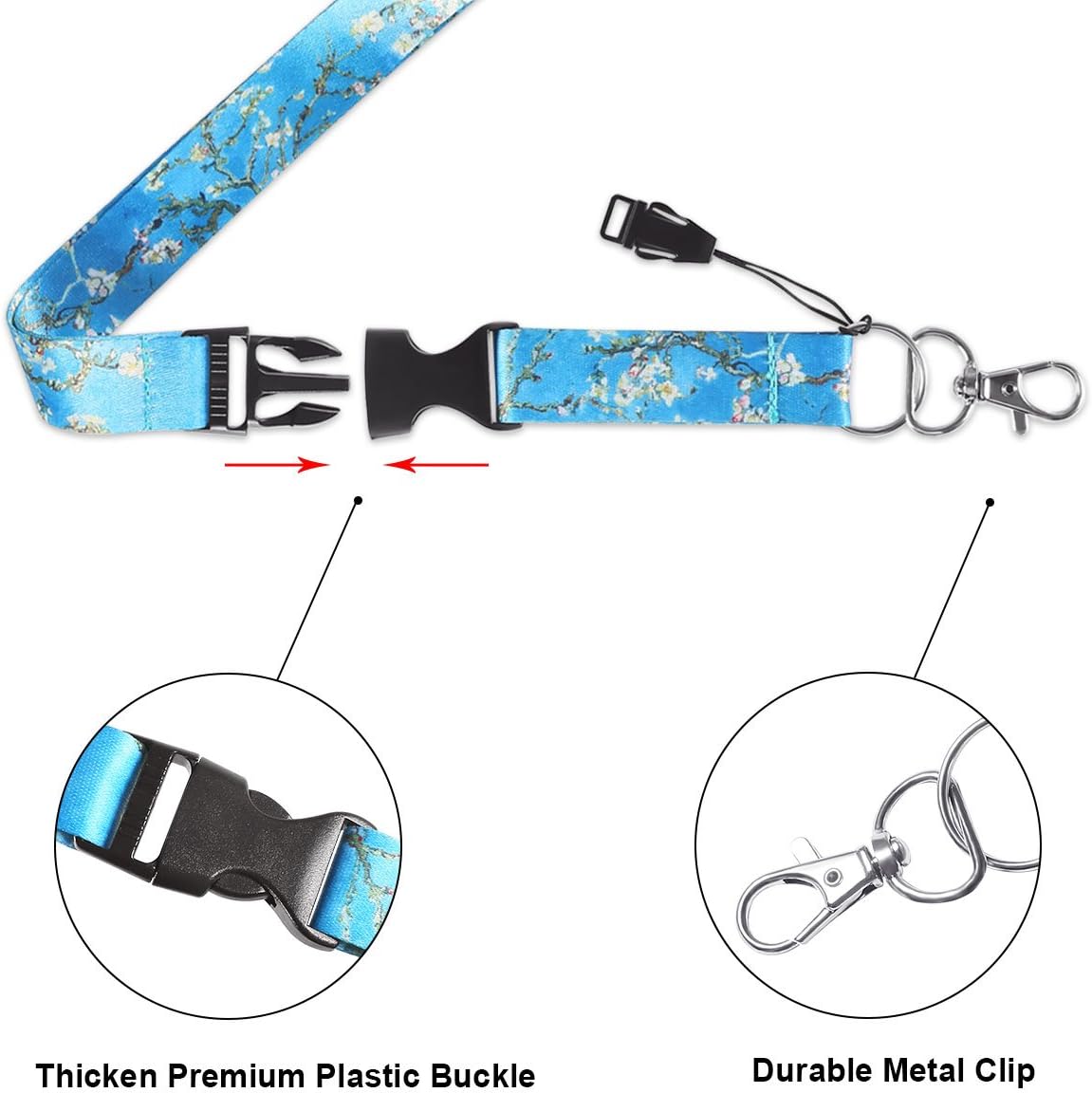Dealikee Van Gogh Almond Blossoms Premium Lanyard, Detachable Neck Strap with Snap Buckle and Metal Clasp - Image 3