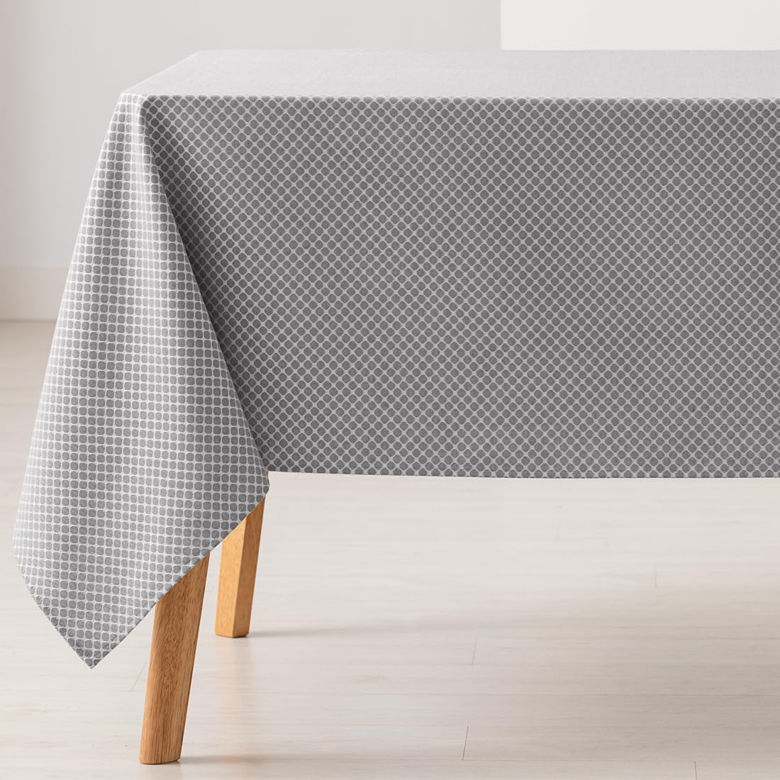 GAMUSI Stain Resistant Tablecloth Rectangular Small Diamond Smooth Jacquard Waterproof 140 x 100 cm, Touch Fabric, Light Grey