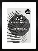 pf+a Real Glass A3 Frame With Mount for A4 Black Oxford Frame with Glass