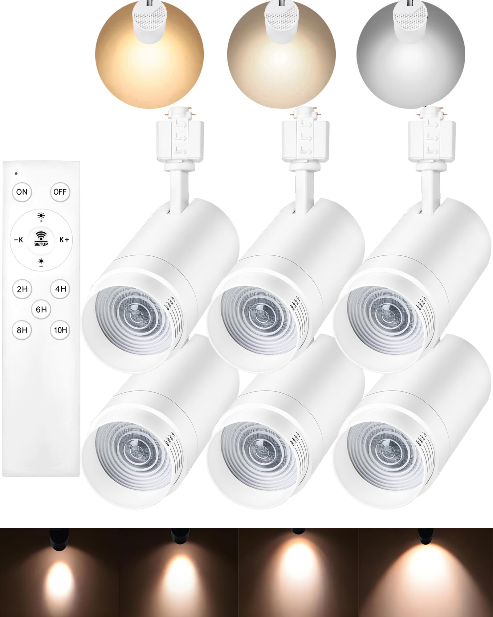 Photo 1 of Motrackcao Zoomable 30W LED Track Lighting Heads,2700K-6500K Stepless Dimming H Type Dimmable Rail Ceiling Track Lights Fixtures,3000LM,Flicker Free 15°to 60°CRI90,White 6 Pack