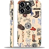 MQJCYB Compatible with iPhone 16 Pro Max Case - Hybrid Heavy Duty 2 in 1 Full Body Rugged Shockproof Protection Glossy Case for iPhone 16 Pro Max - Cowgirl Western Country Cowboy Howdy
