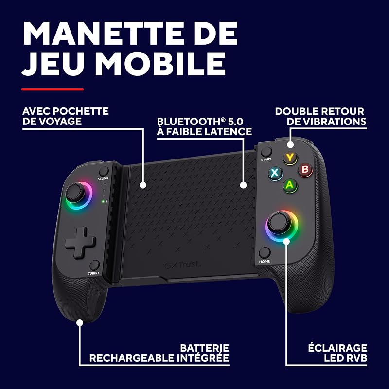 Mylox Manette pour Telephone Portable Sans Fil Bluetooth, Noir