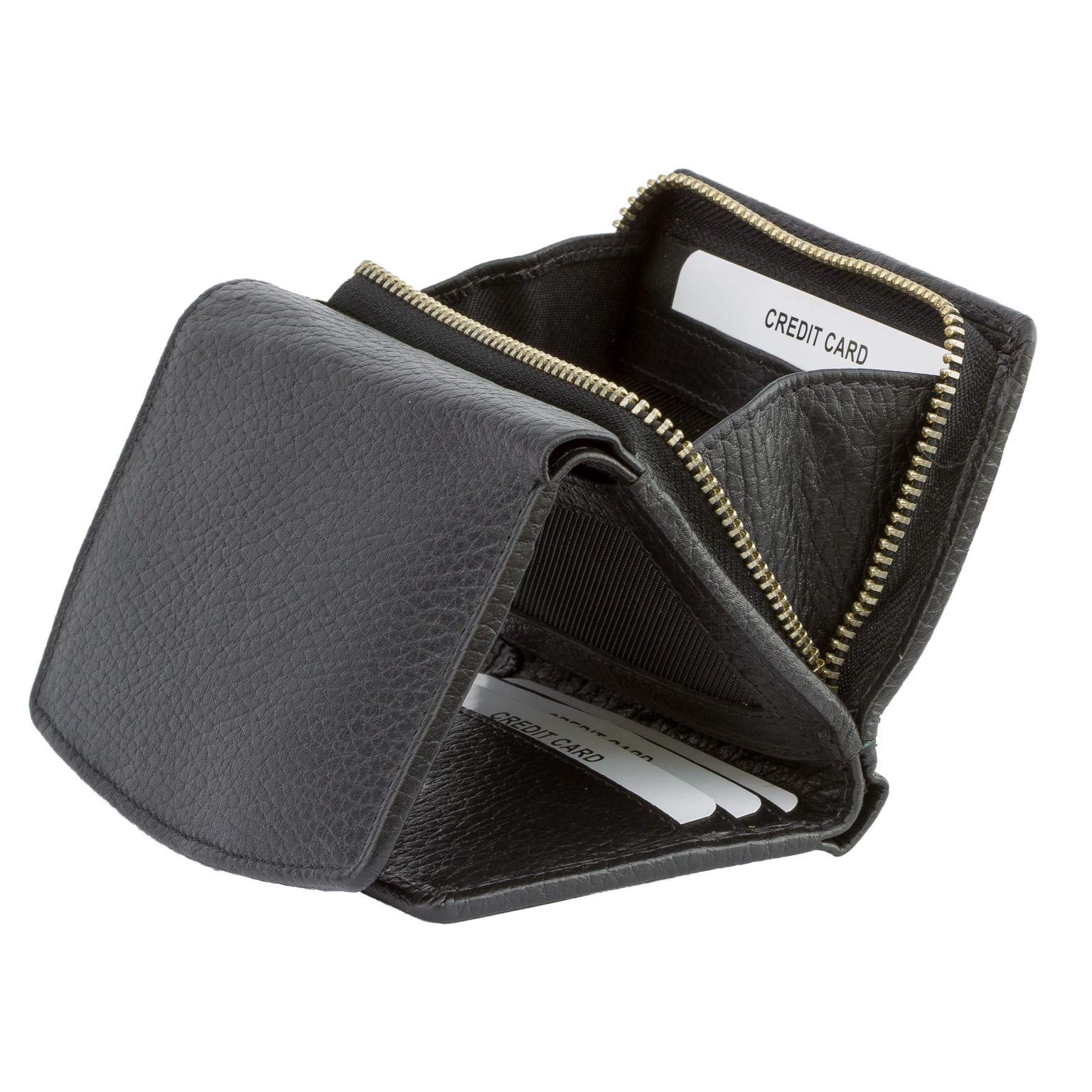 KORUMA Small RFID Blocking Purses for Women - Quality Red Wallet for Women Zip Around Coin Pocket - 100% Certified Contactless Oyster Credit Card Protection - Gift Boxed KUK-10PNBL