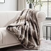 EVERGRACEHOME Ultra Soft Luxury Fluffy Mink Faux Fur Throw Blanket, Thick Warm Fall Winter Blankets for Bed, Couch, Cozy Plush Reversible Blanket for Chair, Sofa (Ombré Hazel Brown, 50"x60")