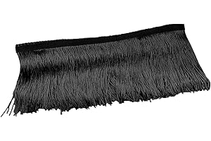 Luomorgo 10 Yards Chainette Fringe Trim 4" Wide - Polyester Tassel for Sewing, Latin Dresses & Lamp Shades | DIY Craft Decor (Black)