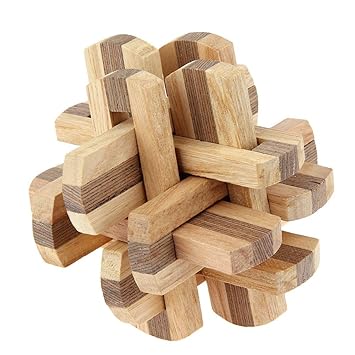VIPECO Durable 3D Puzzle Wooden Toys Kongming Luban Lock Toys Adults Intellectual Toys Material: Wooden