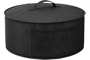 Deosk 19.5"D Electric Skillet Cover Round Waterproof Electric Frying Pan Lid Covers With Side Mesh Pocket and Handle For Most