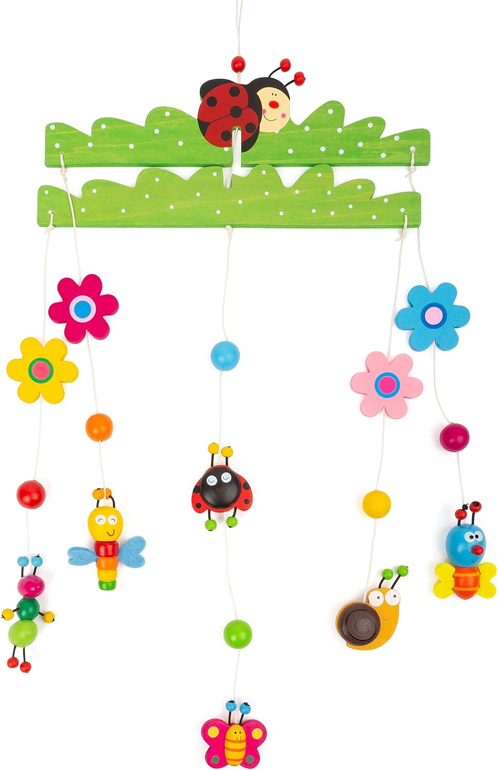 Small Foot 11401 Spring Dream Wooden Mobile, with Colourful Animals and Flowers, Baby's Room Decoration, Multicolor, Normal - Image 3