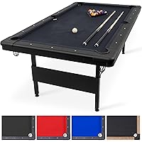 GoSports 6ft or 7ft Billiards Table - Portable Pool Table - Includes Full Set of Balls, 2 Cue Sticks, Chalk, and Felt Brush;