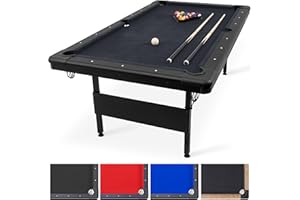 GoSports 6, 7, or 8 ft Billiards Tables - No Assembly, Choose Your Color - Portable Pool Table Includes Full Set of Balls, 2 Cue Sticks, Chalk and Felt Brush