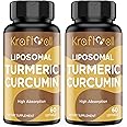 Liposomal Turmeric Curcumin 2200 mg with Black Pepper for Enhanced Absorption and Joint Support, 60 softgels (2 Bottles)