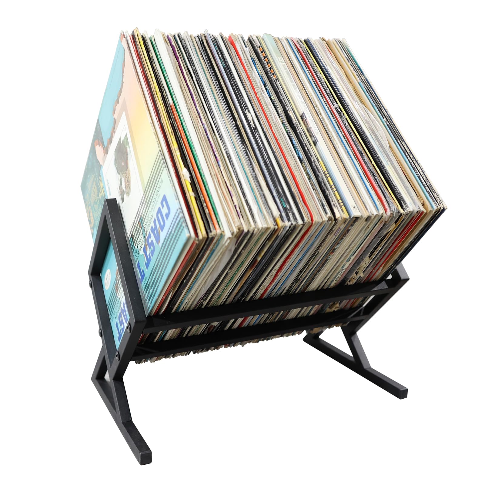 Vinyl Record Storage Holder Album Metal Record Stand Desktop Display Stand Easy to Assemble Album and LP Storage Organizer (Style-A)