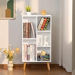 YAHARBO Small White Bookshelf,3 Tier Modern Kids