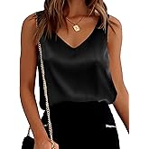 SimpleFun Womens Satin Tank Tops Dressy Professional Solid Colors Sleeveless V Neck Blouse (XXL,Black), XX-Large