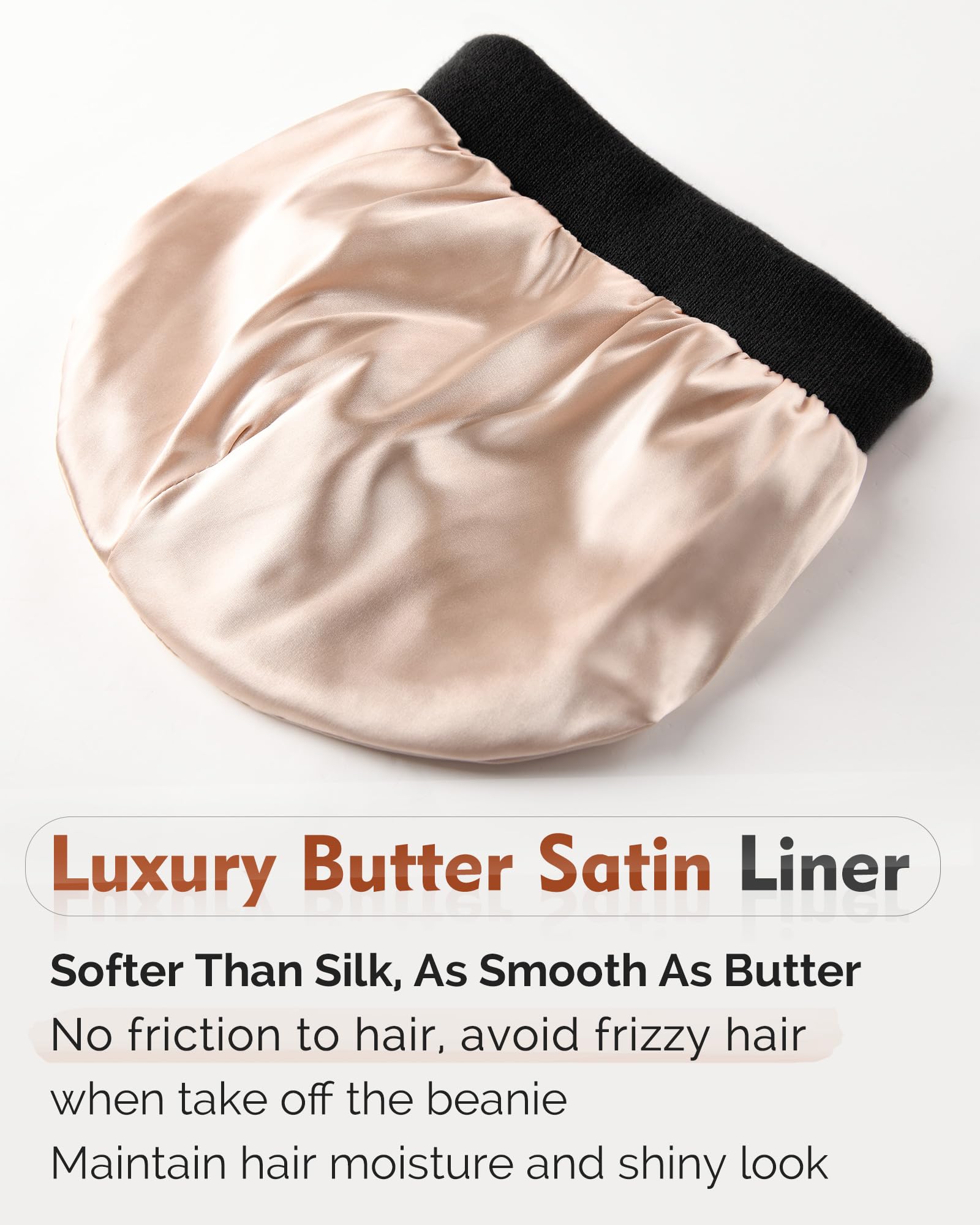 YANIBEST Satin Lined Beanie for Women Reduce Frizz Winter Hats for Women Men Silk Lining Soft Slouchy Warm Cuffed Less Static