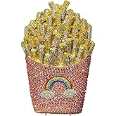 DEBIMY French Fries Chips Rhinestone Clutch Women Crystal Handbag Sparkly Evening Bag Purses for Wedding Party
