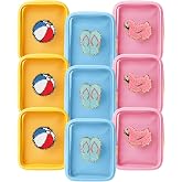 Sunnymove 9 Pcs Sunmmer Party Chenille Patches Cosmetic Bags with Zipper | Funny Beach Ball Slippers Flamingo Clear Makeup Bags PVC Waterproof Coin Purse Pool Party Favors Gift for Women