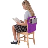 Seat Sack Student Chair Storage Pocket - 17", Single Pocket, Classroom Chair Organizer for Student Desks, Durable Over-the-Chair Storage, Ready-to-Use Name Tag Window, Purple, 1-Pack