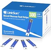 LinkSun Test Strips for Diabetes* 300, for G-425-1/G-425-2V/G-425-3/G-427B | Blood Sugar Test Strips 6x50 Vials, 0.7&mu;l Sample, 5-Sec Results, Accurate &amp; Easy-to-Use for Adults &amp; Seniors Home Monitoring