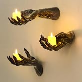 Halloween Decorations Indoor Gothic Decor: Pack of 3 Wall Mounted Hands | Creepy Reaching Hands with Lighted Candles for Gothic Wall Decorations