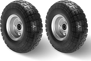 4.10/3.50-4 Solid Rubber Tire Wheels, 10 Inch Tire and Wheel Flat Free, for Garden Carts/Dolly/Trolley/Dump Cart/Hand Truck/W