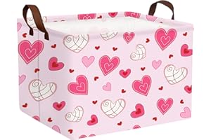 MYFLOCY Large Valentine's Day Basket Heart Shaped Storage Box for Gifts Empty Storage Bins Collapsible Organizer with Handles