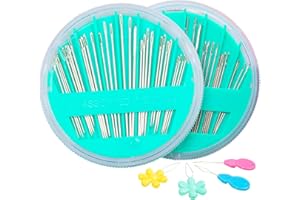 Hekisn 60-Pack Premium Hand Sewing Needles Set, 6 Sizes Embroidery Needles Kit with Threaders, Assorted Large Eye Sewing Needles for Repair, DIY, Art & Craft Projects(Green)