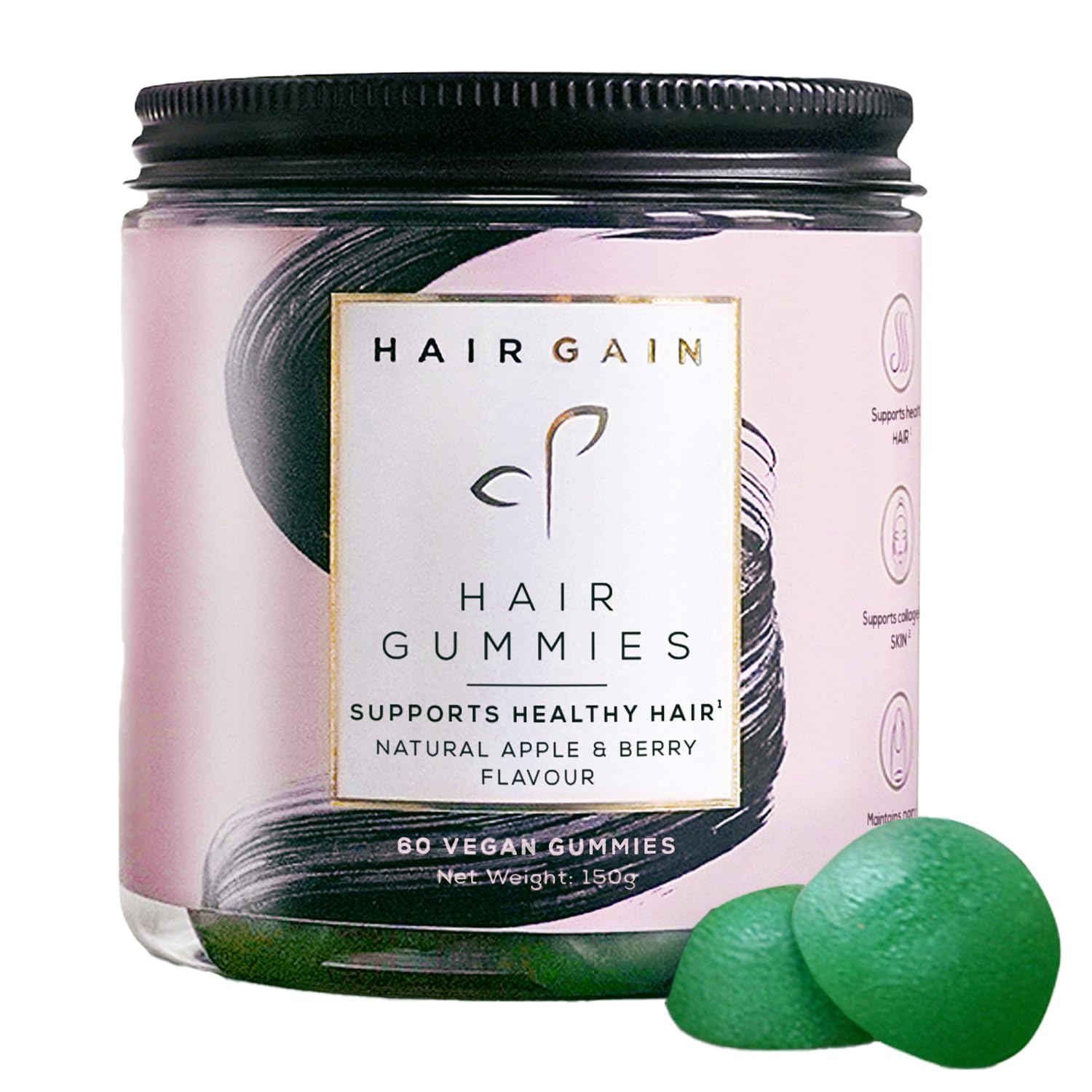 Hair Gain Hair Growth Vitamins for Women - Biotin, Collagen, Selenium & Zinc Gummies for Fuller, Thicker Hair | Vegan, Halal Formula | Promotes Healthier Hair, Reduces Shedding - 30 Days Supply