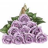 DuHouse 10pcs Silk Roses Artificial Flowers Fake Rose for Arrangement Wedding Party Home Decoration (Lilac)