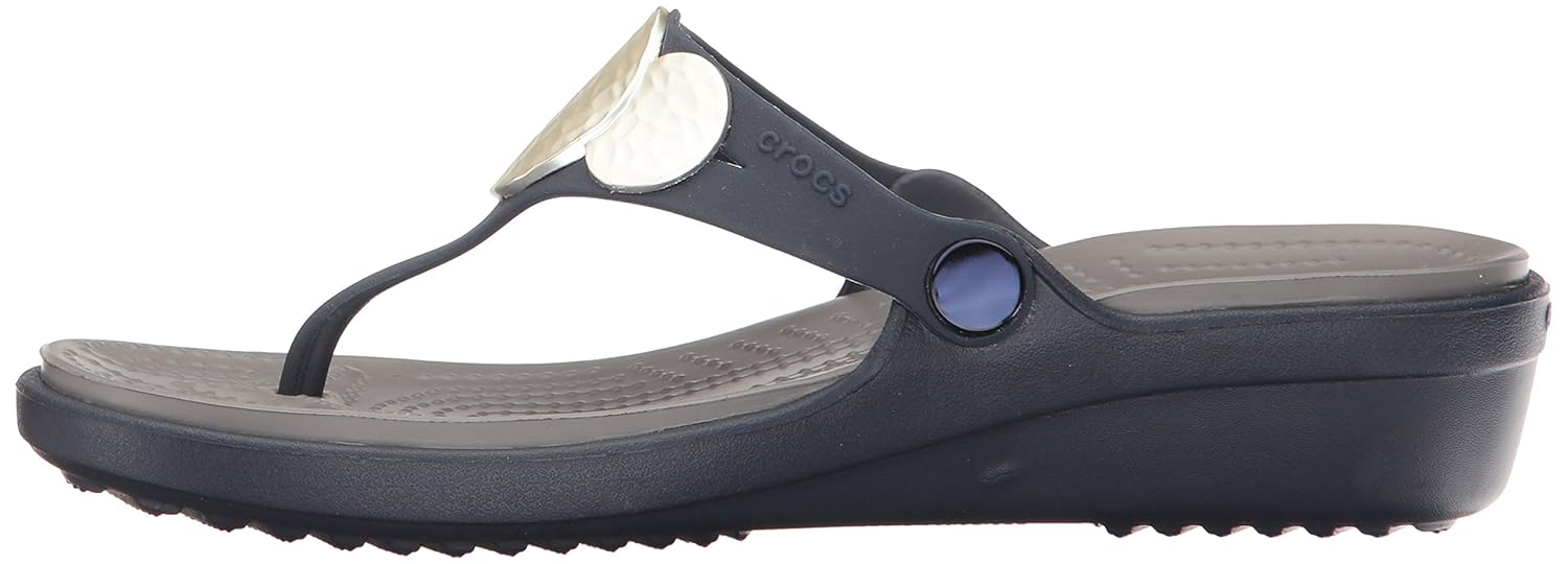crocs women's sanrah embellished wedge flip fashion sandals