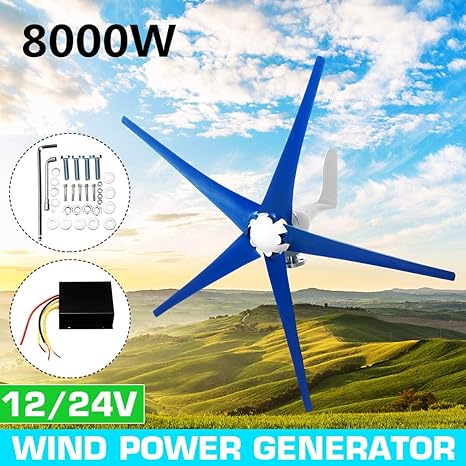 TQ 8000W del Viento generador de turbinas, 5 Palas 12V / 24VHorizontal
