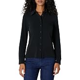 Amazon Essentials Women's Regular-Fit Matte Jersey Button-Down Shirt, 24 1/4" Length