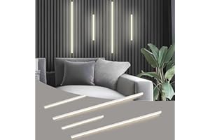 Besseto LED Wall Panel Light,Wood Slat Wall Panel LED Strip Light,3000K Touchable Switch Dimmable LED Aluminum Channel Light for Living Room Bedroom Bathroom Stairs (Silver-4PCS)