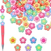 Mabor 100Pcs Colored Acrylic Flower Beads for Jewelry Making, Floral Beads for Beadable Pens, Flower Loose Spacer Bead for Bracelets Necklace Earrings DIY Craft Making(15mm)