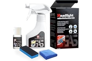 Headlight Restoration Kit, Automotive Headlamp Restoration Fluid Kit, 180ml Headlight Cleaner and Polish Spray, Restores Dull