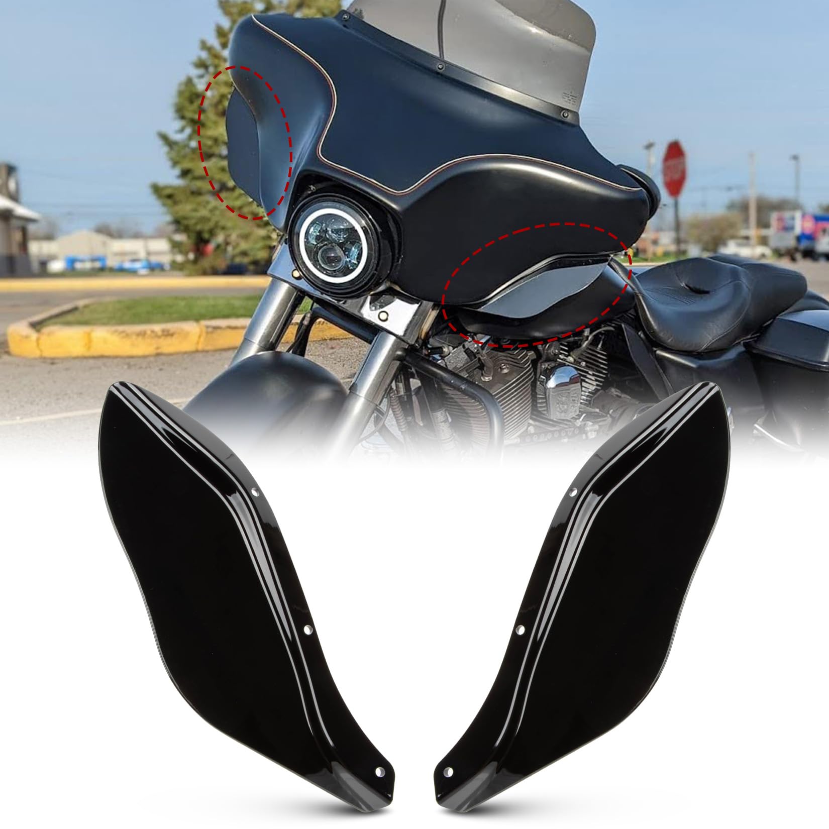 Photo 1 of Side Fairing Air Deflectors - PSLER Motorcycle Fairing Wings Windshield Fairing Air Deflectors for Street Glide Electra Glide Tri Glide 1997-2013, Black