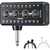 LEKATO Micro Guitar Headphone Amp Bass Guitar Headphone Amplifier with Multi Effects - Amp Models, IR Loading, Tuner, Rechargeable Electric Headphone Amplifier Delay Reverb Chorus Overdrive Portable